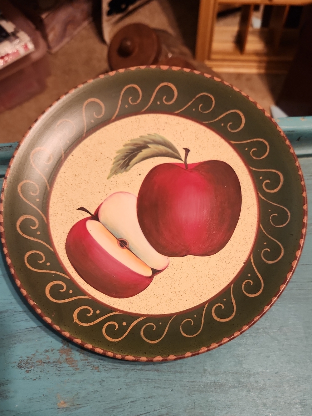 Vintage HOME Interiors Hand-Painted Red Apple Decorative Plate